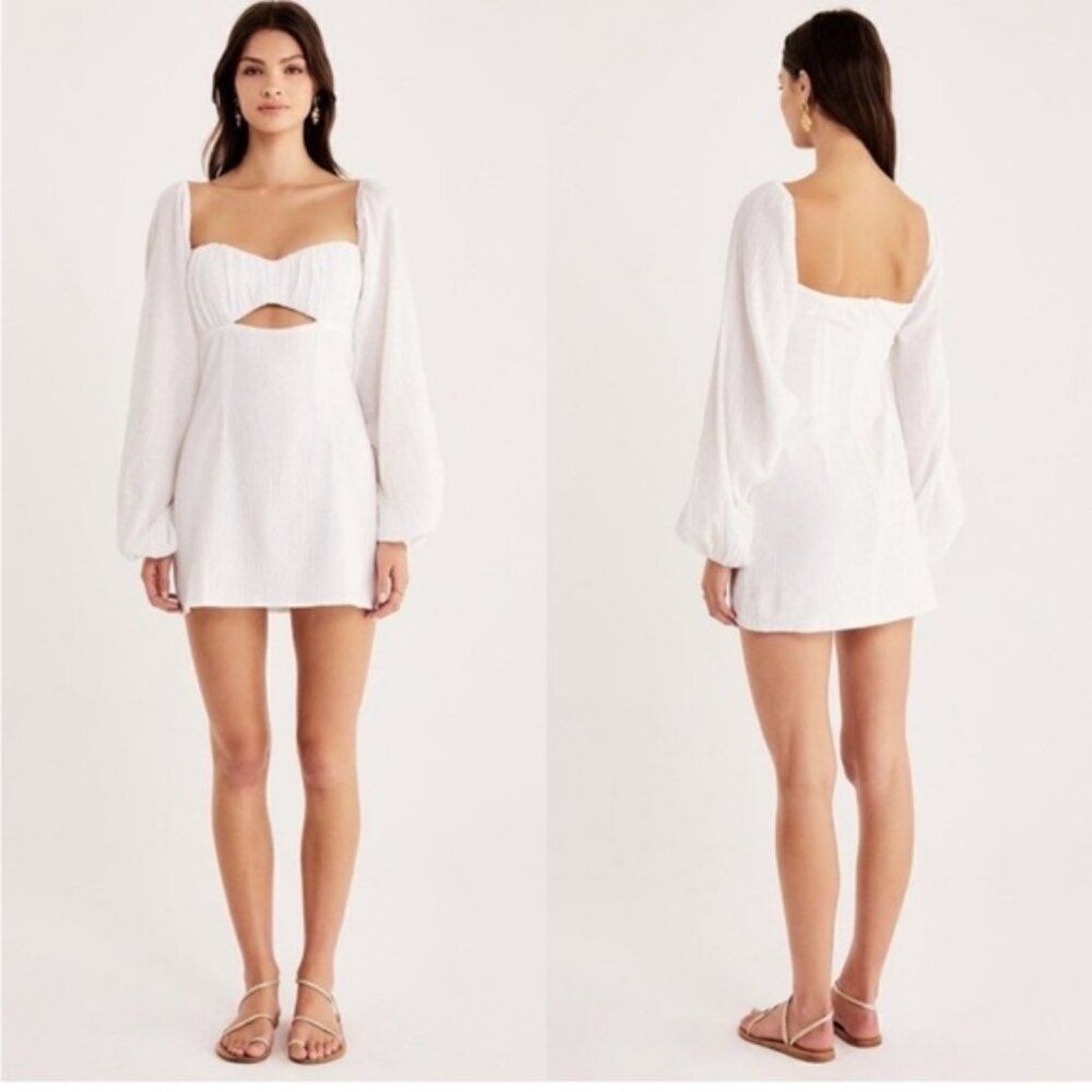 REVOLVE Rumer The Label Camille 100% Cotton Cutout Mini Dress Long Sleeve Large